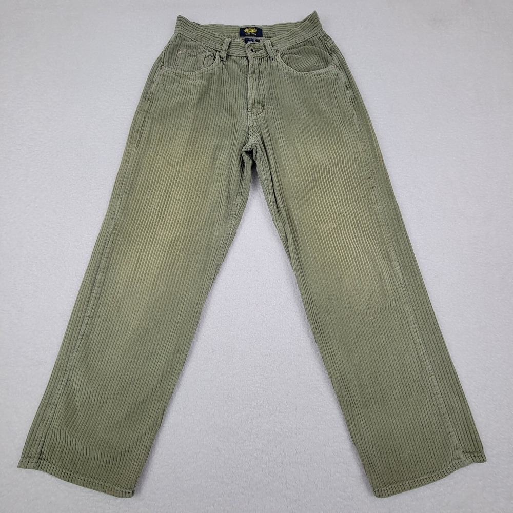 Utility Brand Corduroy Pants Mens 26 x 29 Green Cotton‎ Y2K Straight Leg Faded